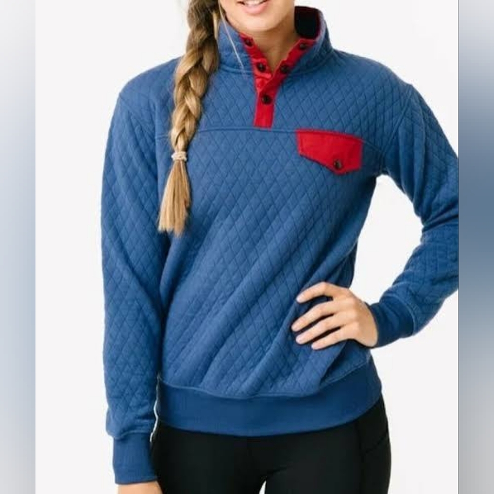ZYIA Active Blue Quilted Sweatshirt - XS